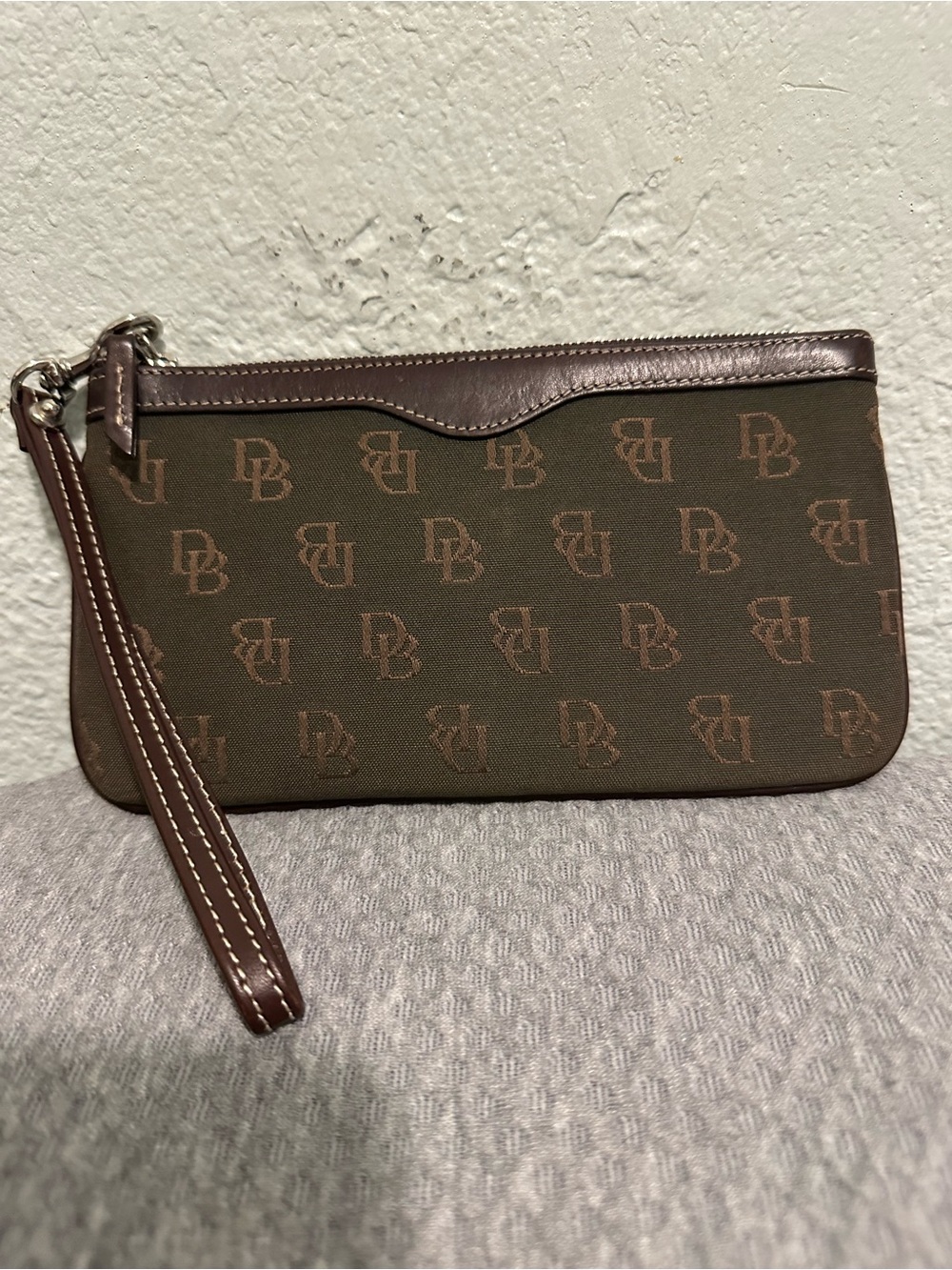 Dooney & Bourke Brown Monogram Wristlet Clutch
